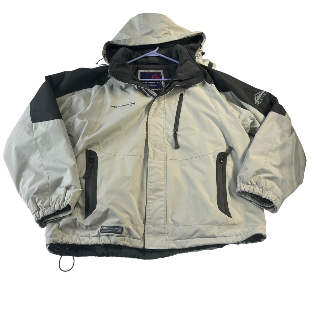 Free Country FCXtreme Mens XL Gray Black Hooded Winter Jacket FC-7 41001863